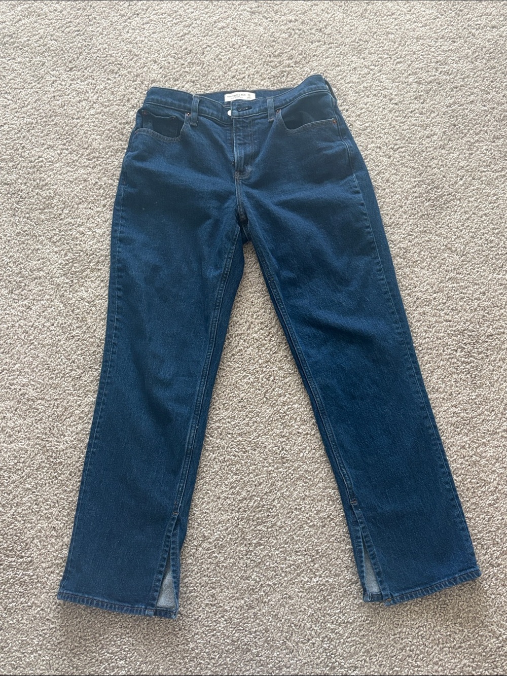 Abercrombie & Fitch Mid-Rise 90's Straight Dark Blue Jeans - Picture 4 of 9